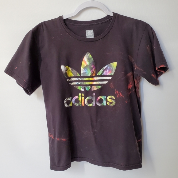 adidas Tops - Adidas Large Multicolored Logo Bleached Tee Sz xs